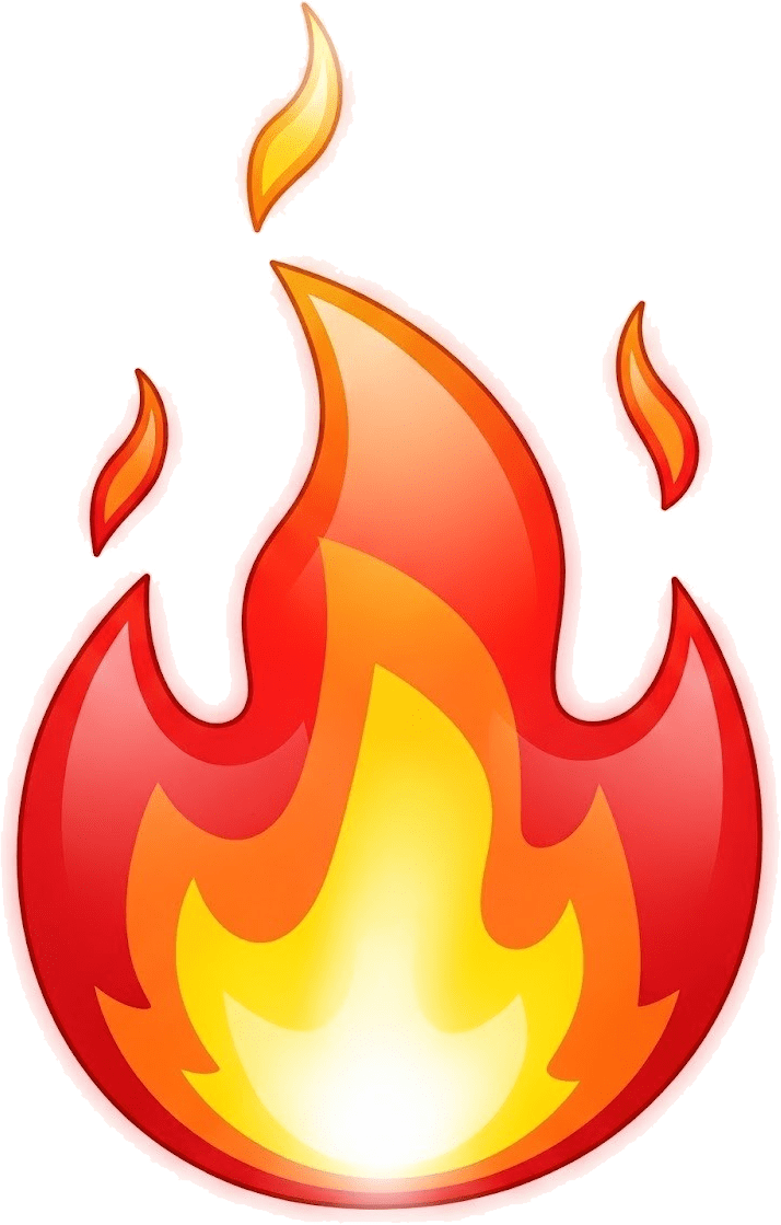 Stylized flame icon with vibrant red, orange, and yellow colors.