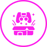 Pink circular emblem with a crown and text inside.