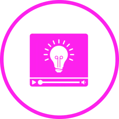 Pink folder icon with a person's silhouette inside a purple circle.