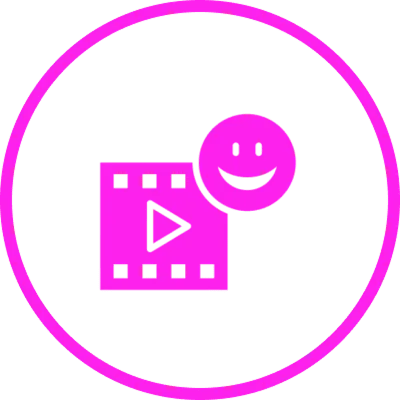 Bright pink camera icon inside a pink circle on a transparent background.