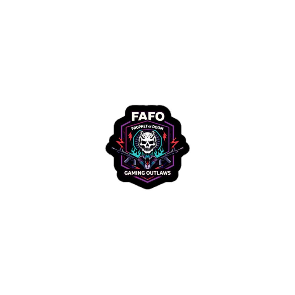 FAFO logo with a skull and bold lettering on a dark emblem.