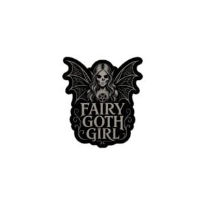 A gothic fairy illustration with text.