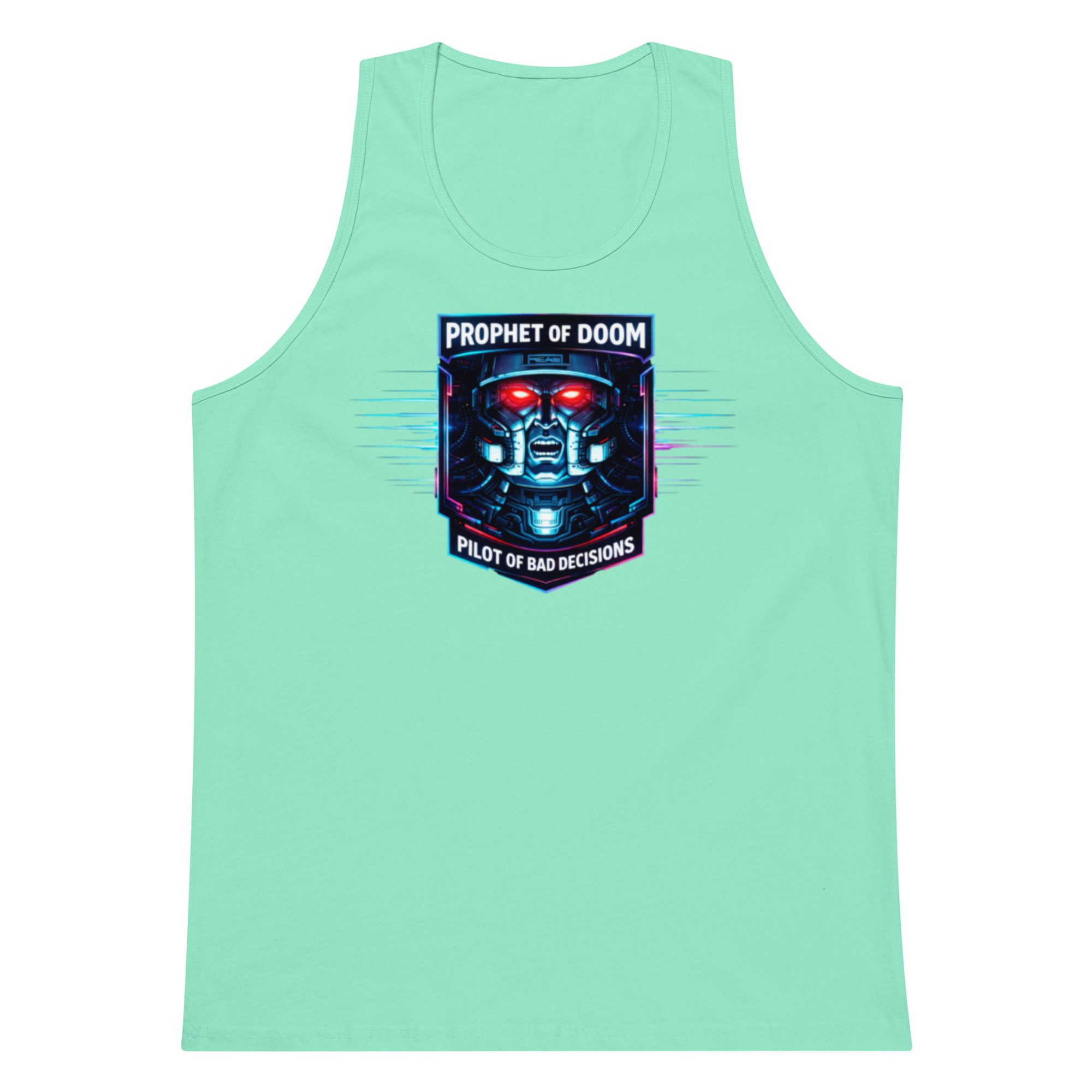 Light green tank top with a graphic design in the center.