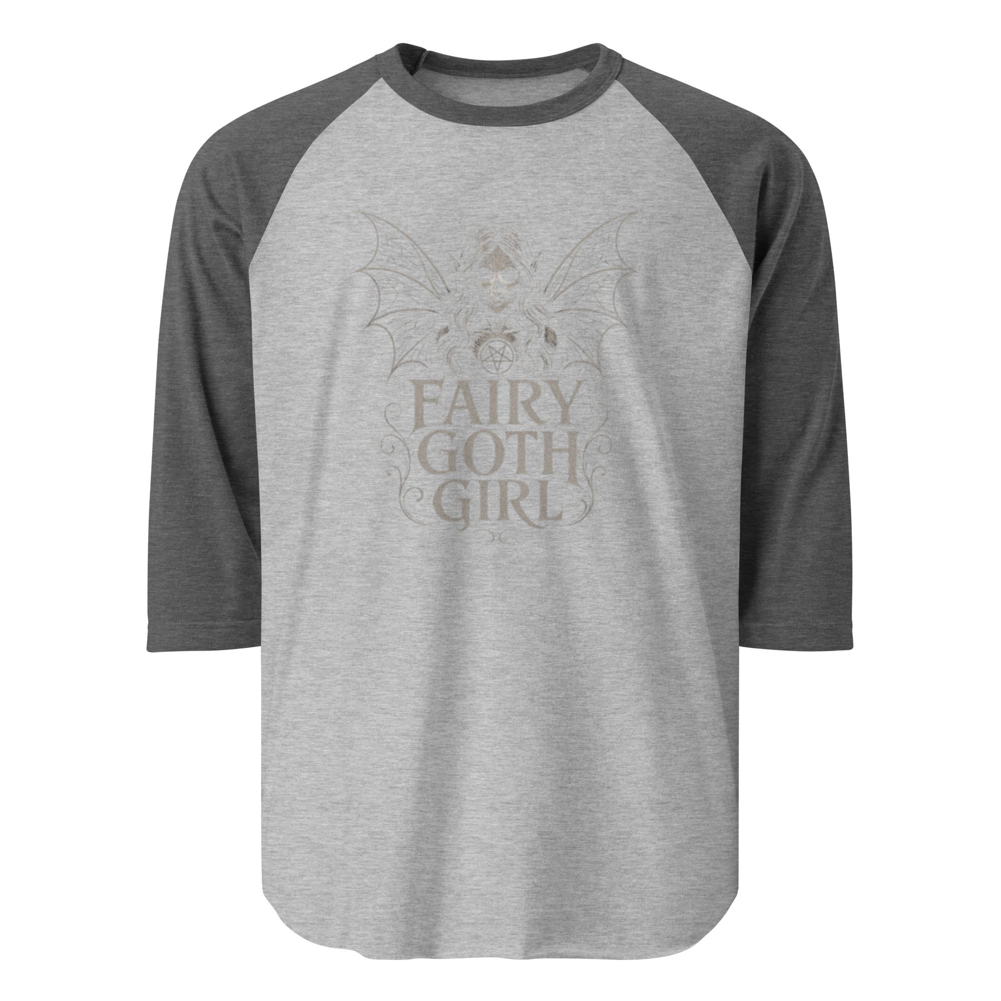 Gray and black raglan shirt with a motivational quote.