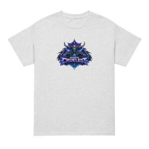 White T-shirt with a colorful, intricate graphic design in the center.